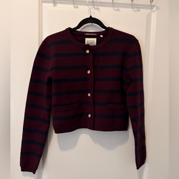 Scotch & Soda Sweaters - Scotch & Soda Striped Sweater with Gold buttons